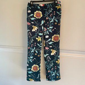 LOFT Emerald Green Floral Petite Woman Ankle Pants